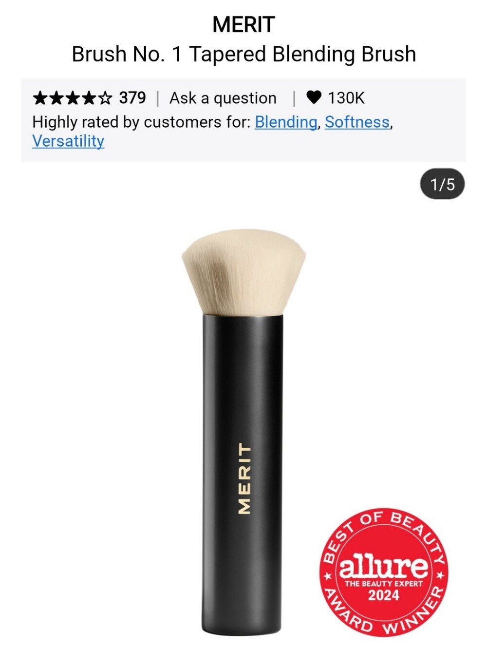 NIB MERIT THE BRUSH NO 1 TAPERED BLENDING BRUSH